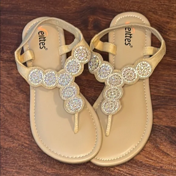 Gold Embellished Sandals Size 9 - Picture 1 of 4